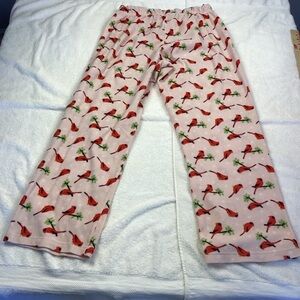 Rene Rofe Pink Pajama Pants with Red Bird Print